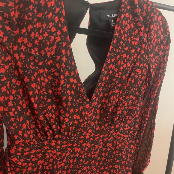 Red Black Floral Maxi Dress - Picture 4 of 4